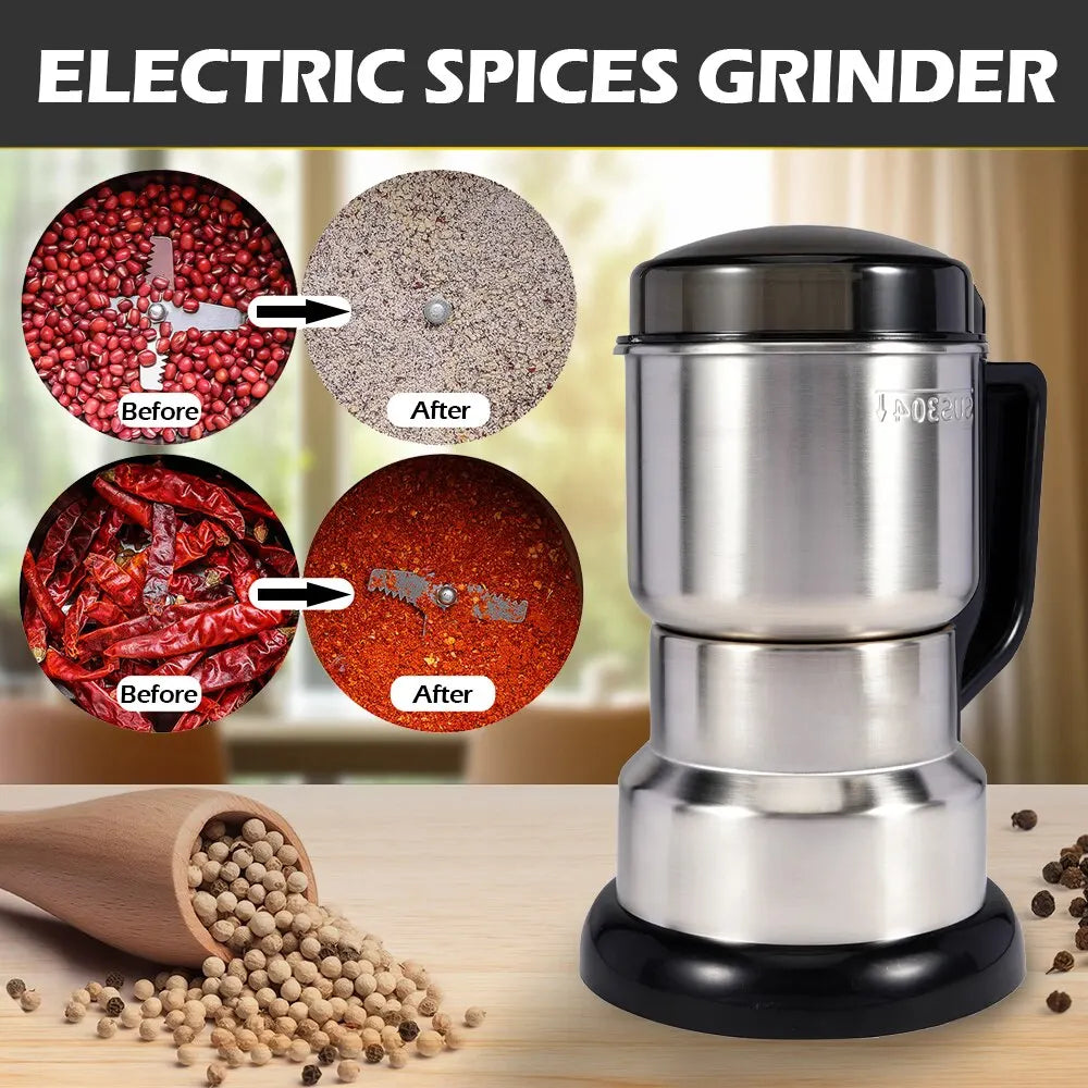 High Powered Electric Coffee Grinder for Kitchen, Grinds Cereal Nuts Beans Spices Grains Grinder Machine Multifunctional Home Coffee Office Grinder