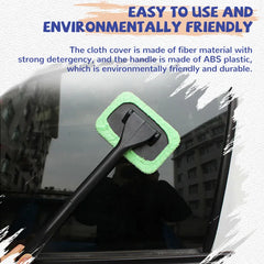 Car Window Cleaner Sponge Cloth Brush Kit with Extended Handle Windshield Cleaning Wash Tool Inside Interior Auto Glass Sponge Wiper With Long Handle Car Accessories