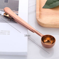 Coffee Scoop & Sealing Clip 2-In-1 Stainless Steel Coffee Spoon with Bag Clip For Coffee Tea Protein Powder etc.