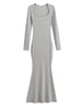 Square Collar Knitted Cotton Maxi Long Mermaid Dress