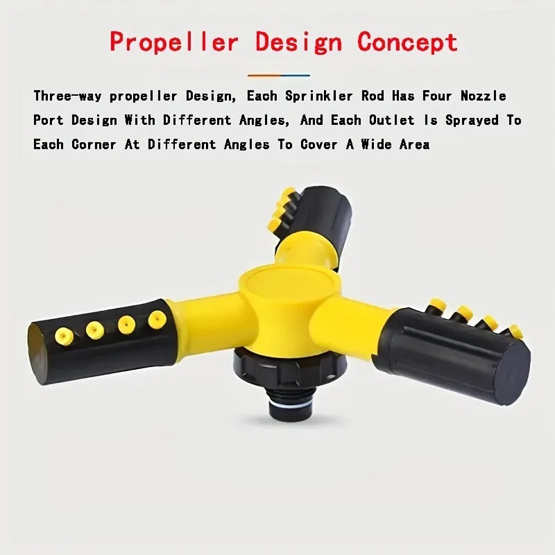 Water Sprinkler 360° Automatic Rotating Trigeminal Sprinkler For Irrigation Rotating Sprinkler Sprinkler Sprayer Lawn Watering Gardening