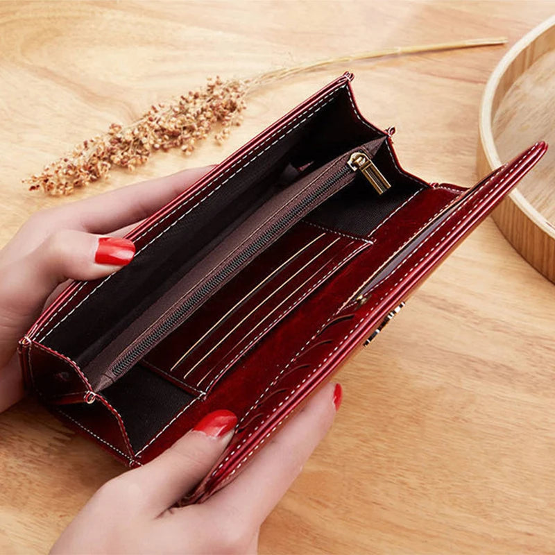 Women's Faux Leather Wallet Luxury Long Rectangular Wallet Boutique Fashion Purse Money Bag Card Holder