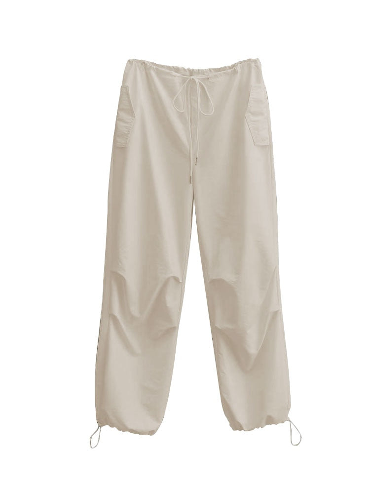 Women's Drawstring Cargo Pants Wide Leg Pants
