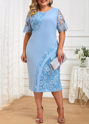 Elegant Plus Size Floral Patchwork Bodycon Evening Dress