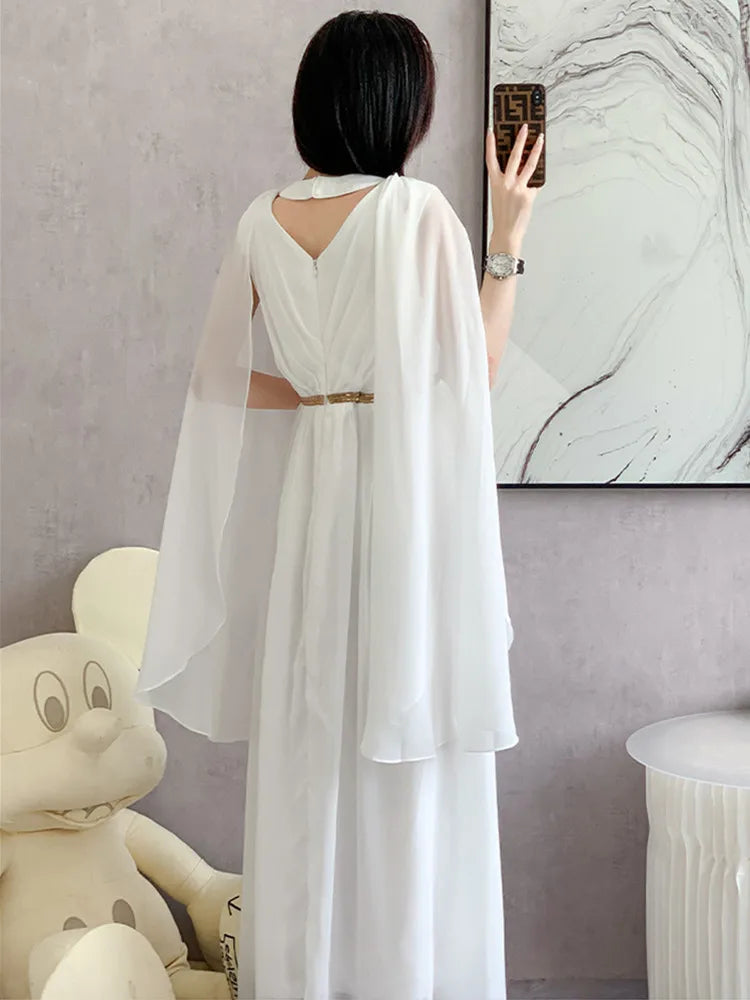 New Fashion Luxurious White Long Dress Sleeveless High-End Vintage Elegant Party Evening Prom Wedding Guest Dresses