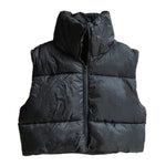 Ultra-Insulated Padded Puffer Vest with High Neck and Adjustable Hem Crop Top Vest