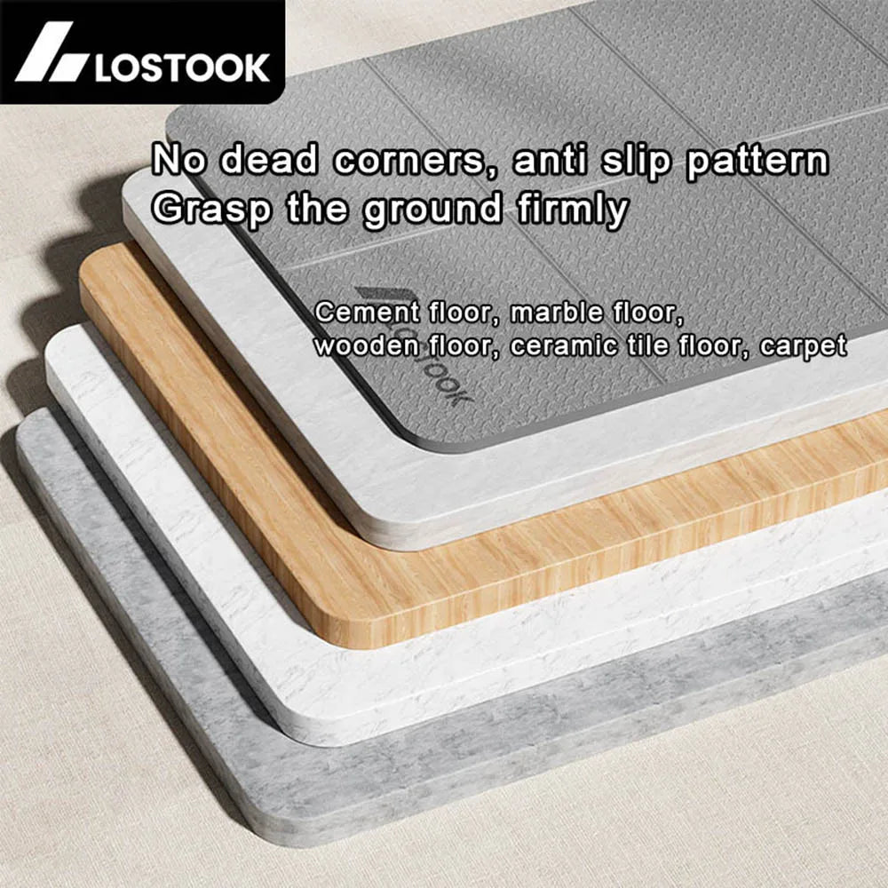 Set of anti-slip mats with different textures on a neutral background, featuring the brand 'Lostook'.