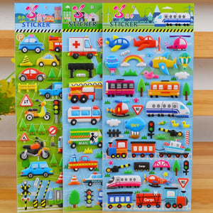 3D Bubble Stickers - vehicle theme 