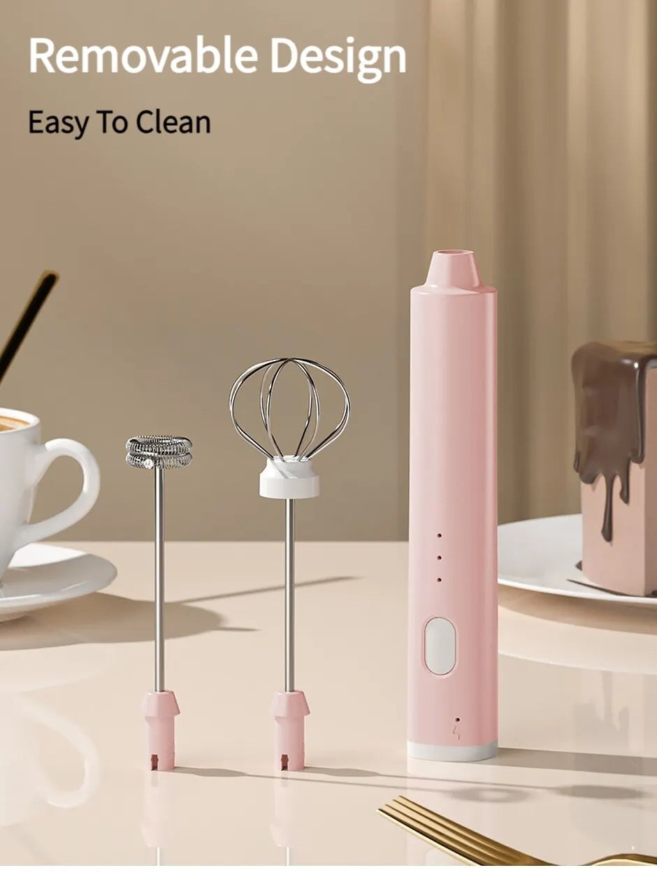 1 PCS USB Rechargeable Handheld Egg Beater 3 Speeds Milk Frother Foam Maker Mixer Coffee Drink Frothing Wand Foamer