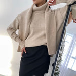 Women's Turtle Neck Winter Sweater Elegant Thick Warm Knitted Pullover Loose Fit