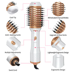 Electric Ion Blow Dryer Brush Dries Straightens and Curls Hair