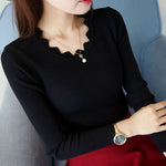 Women's Knit Sweater Slim Long Sleeve Chic O-Neck Knitted Pullover