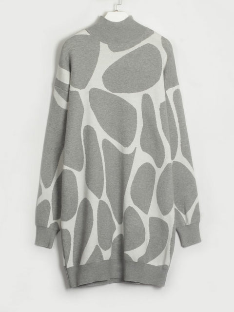 High Collar Knit Sweater Dress Women Long Sleeve Pullover Knitwear Elegant Evening Party Fashion