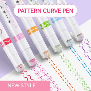 6Pcs/Set Pattern Outline Pen Curve Highlighter Art Marker Roller Tip Curve Liner Painting Scrapbooking