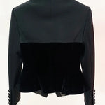 Women's Designer Jacket Chic Slim Fitting Patchwork Velvet Blazer