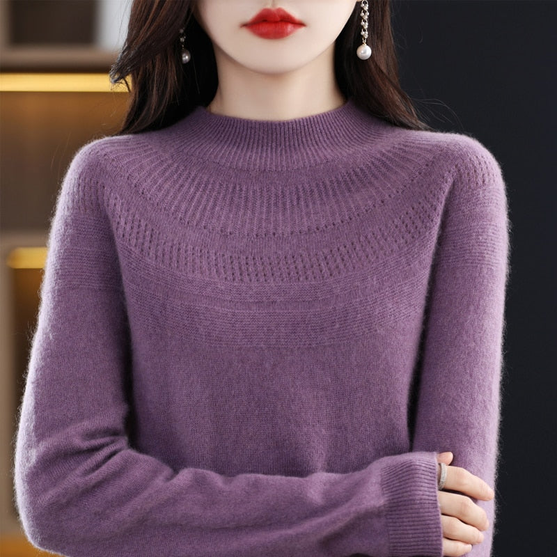 Cashmere Sweater Women 100% Pure Wool O-Neck Knitted Pullover Warm Elegant Winter Fashion Top