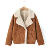 Shearling Jacket Women Faux Lamb Wool Fur Lined Sherpa Collar Winter Warm Casual Coat Fuzzy Aviator