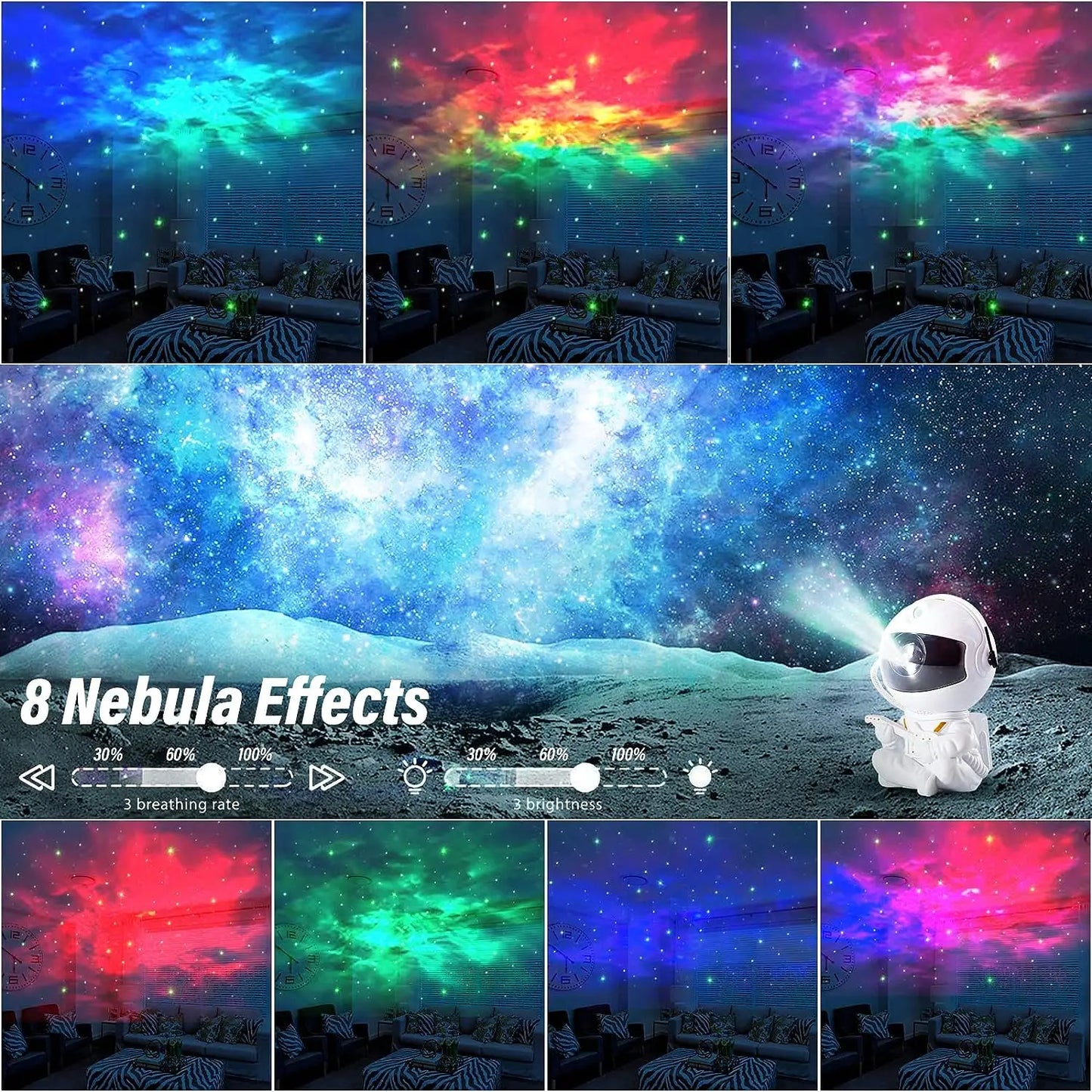 Astronaut Space Projector Galaxy Night Light Starry Nebula Ceiling Projection LED Lamp for Bedroom Home Decorative Gift for Kids