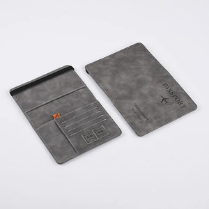 PU Leather Passport Wallet Travel Document Card Holder