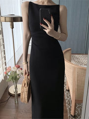 Women's Summer Fashion Sleeveless Chic Long Dress Elegant Evening Midi Dress