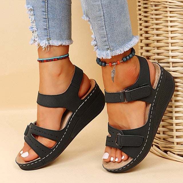 Summer Wedge Sandals for Women Non Slip Lightweight Casual Platform Open Toe Ankle Strap Sandals