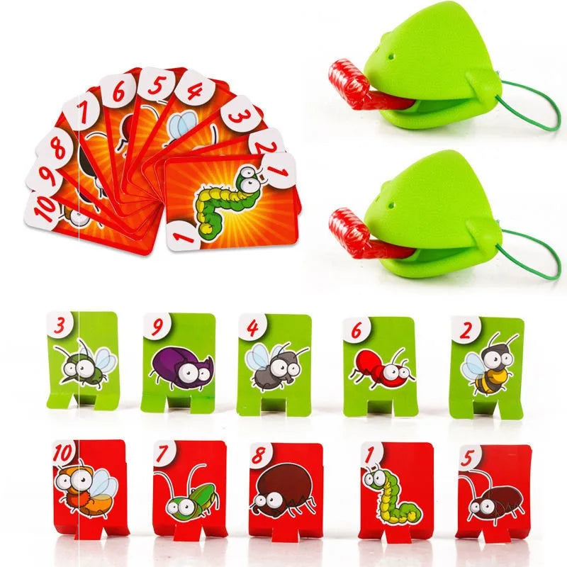 Frog Tongue Slap Game Lizard Mask Wagging Tongue Lick Cards Board Games for Children Family Party Toys Anti-Stress Funny Desktop Game Toys Gift for Kids