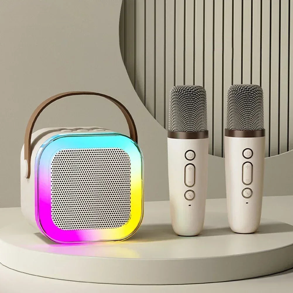 Portable Karaoke Machine Bluetooth 5.3 PA Speaker System with 2 Wireless Microphones Home Family Fun Singing Children's Gifts