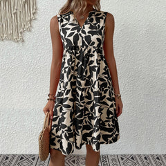 Women's Boho Floral Print Summer Short Dress Loose Casual V-Neck Sleeveless Dress