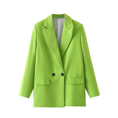 Women's Chic Double Breasted Blazer Vintage Office Blazer Stylish Jacket