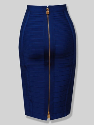 Women's Sexy Bandage Skirt Zipper Detail 16 Color Bodycon Pencil Stretch Midi Skirt