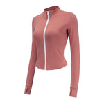 Women's Autumn Sport Jacket Long Sleeve Zipper Fitness Yoga Top Workout Gym Activewear