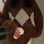 Women's Pullover Knitted Sweater Oversized Loose Patterned Ladies Winter Sweater