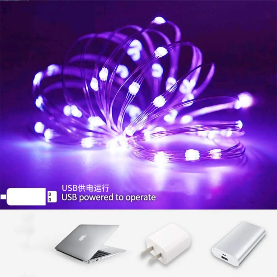 1-20M USB LED String Lights Copper Silver Wire Garland Light Waterproof Fairy Indoor/Outdoor Lights For Christmas Wedding Party Decoration