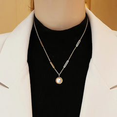 Classic Fashion Stainless Steel Roman Digit Wafer Pendant Necklace Fashion Jewelry Great Christmas Gift
