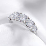 Women's Diamond Wedding Band 925 Sterling Silver 3.6CT Clear Moissanite Engagement Rings 5 Stones Round Cut