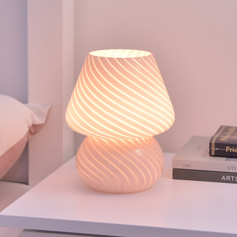 LED Glass Desk Lamp Small Bedroom Living Room Bedside Striped Night Light Home Decor Gift