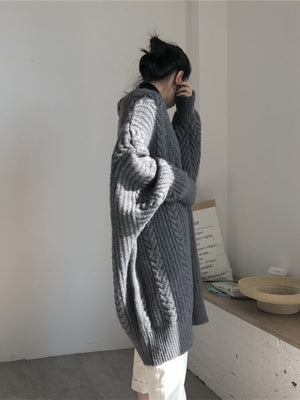 Women's Long Knitted Cardigan Oversized Jacket Cozy Warm Long Sleeve Cardigan