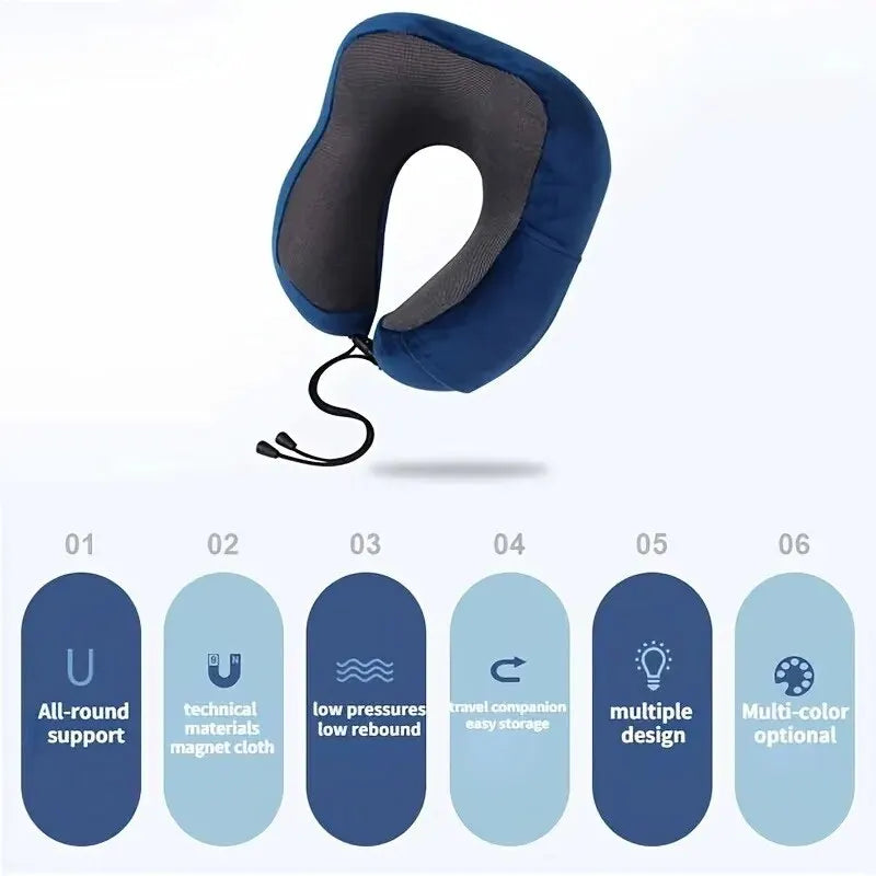 U-Shaped Memory Foam Neck Pillows Soft Travel Pillow Massage Neck Pillow Sleeping Airplane Pillow Cervical Healthcare Neck Spine Comfort