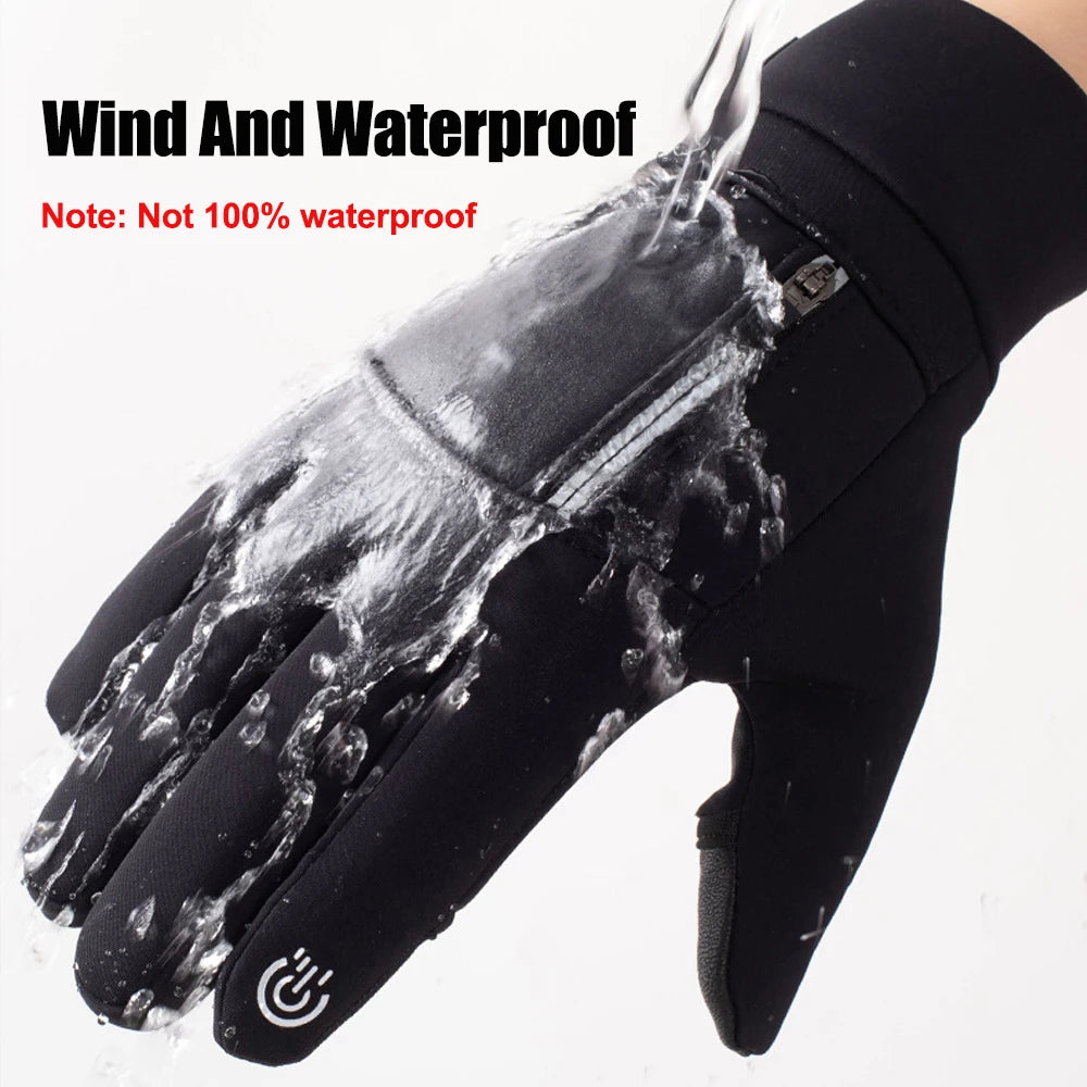 Winter Warm Touch Screen Compatible Gloves Outdoor Windproof Waterproof Cold-proof Gloves Unisex Driving Cycling Fishing Ski Gloves