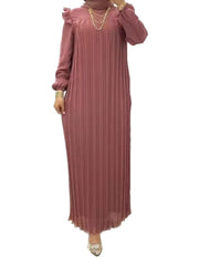 Women's Abaya Party Dress Dubai Kaftan Evening Dress Ruffles Pleated Dresses