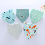 5Pcs/Set Baby Bibs Triangle Double Cotton Bandana Bibs Baby Boys Girls Feeding Smock Infant Burp Cloth Baby Saliva Towel