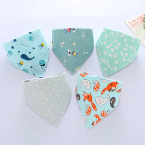 5Pcs/Set Baby Bibs Triangle Double Cotton Bandana Bibs Baby Boys Girls Feeding Smock Infant Burp Cloth Baby Saliva Towel