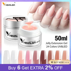 50ml Hard Jelly Nail Extension Gel Nail Builder Art French Nail Gum Clear Natural Color Soak Off UV Construction Gel