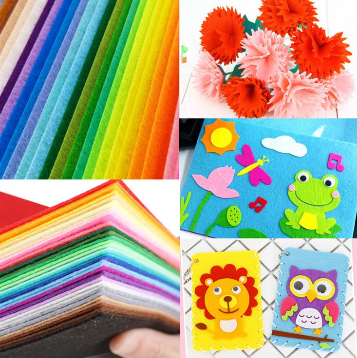 40 Sheets Non-Woven Felt Fabric Needlework Patchwork Cloth Bundle For Kids Scrapbooking Doll DIY Quilting Sheet Sewing Crafts 10x10cm