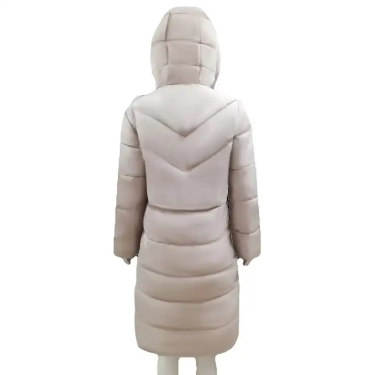 Women's Mid-Length Hooded Puffer Coat – Stylish Winter Warmth Plus Sizes