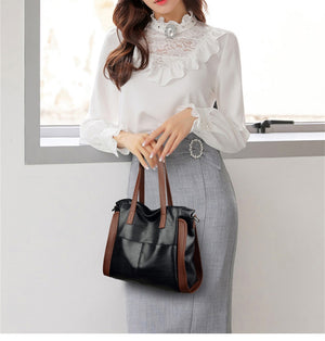 Women's Large Capacity Shoulder Bag PU Leather Crossbody Tote Bag