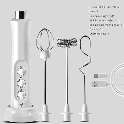 Electric Milk Frother Portable Rechargeable 3-Speed Handheld Matcha Whisk Coffee Latte Blender