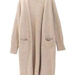 Women's Loose Thick Warm Sweater Cardigan w/ Pockets Spring Autumn Winter V-Neck Knitted Cardigan