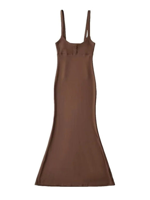High Waist Fishtail Maxi Dress Women Long Sleeve Hip Strap Stylish Elegant Fashion Dress