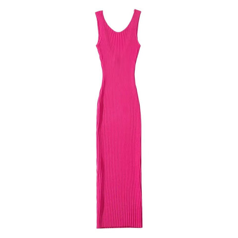 Backless Sleeveless Knit Midi Dress Women Slim Elegant 5 Colors Casual Party Fashion Dress